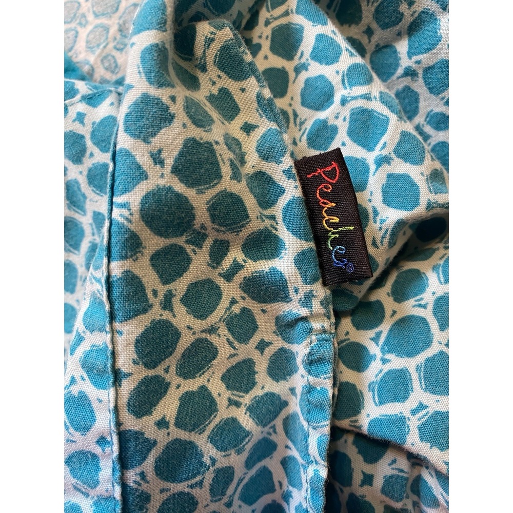 Peaches Small‎ Women's Scrub Top Teal Dot Print Blue Cute Sleeves - Picture 13 of 14